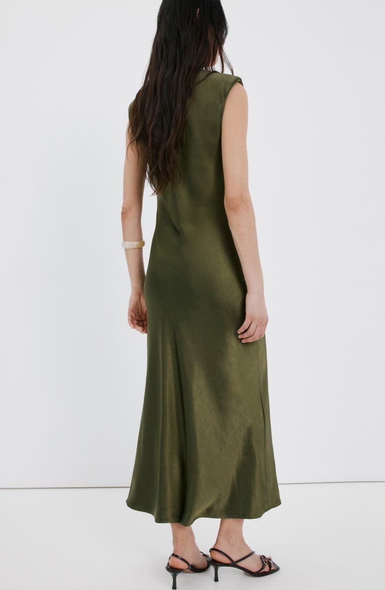 MANGO Sleeveless Satin Maxi Dress, Alternate, color, Green