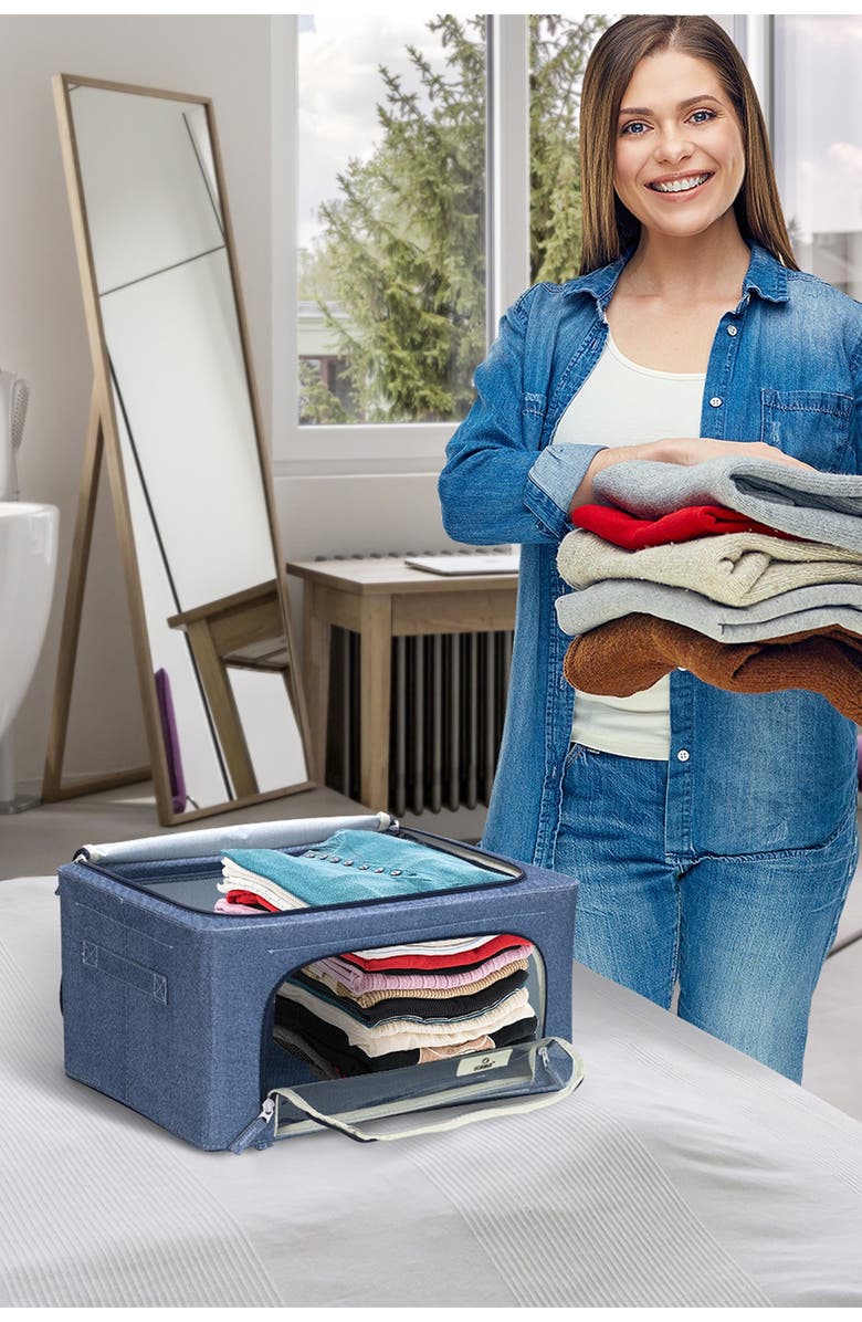 SORBUS Blue Storage Box With Window - Set of 2, Alternate, color, Blue