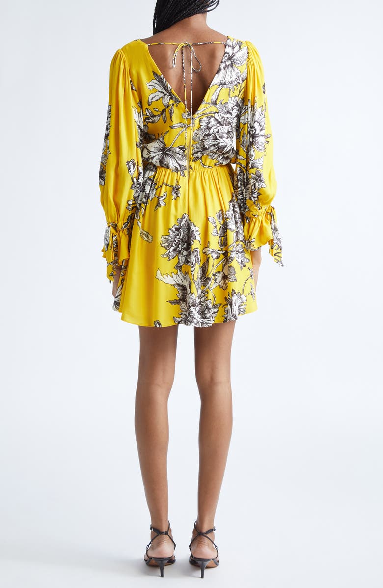 Alice + Olivia Clarissa Floral Long Sleeve Minidress, Alternate, color, Blooming Wild Golden Hour