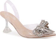 BERNESS Nina Rhinestone Bow Clear Kitten Heel Pump