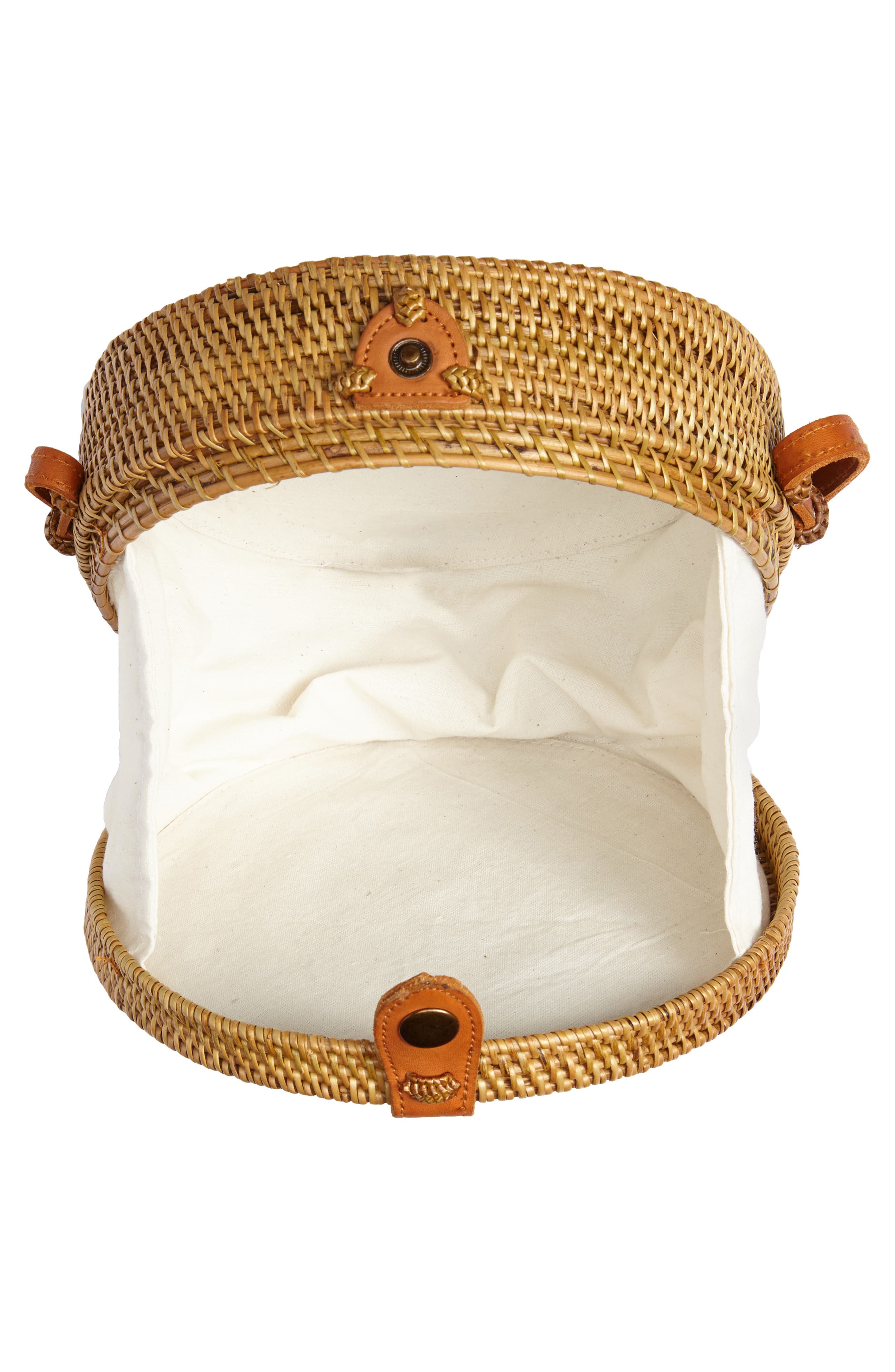Woven Rattan Circle Basket Crossbody, Alternate, color, TAN