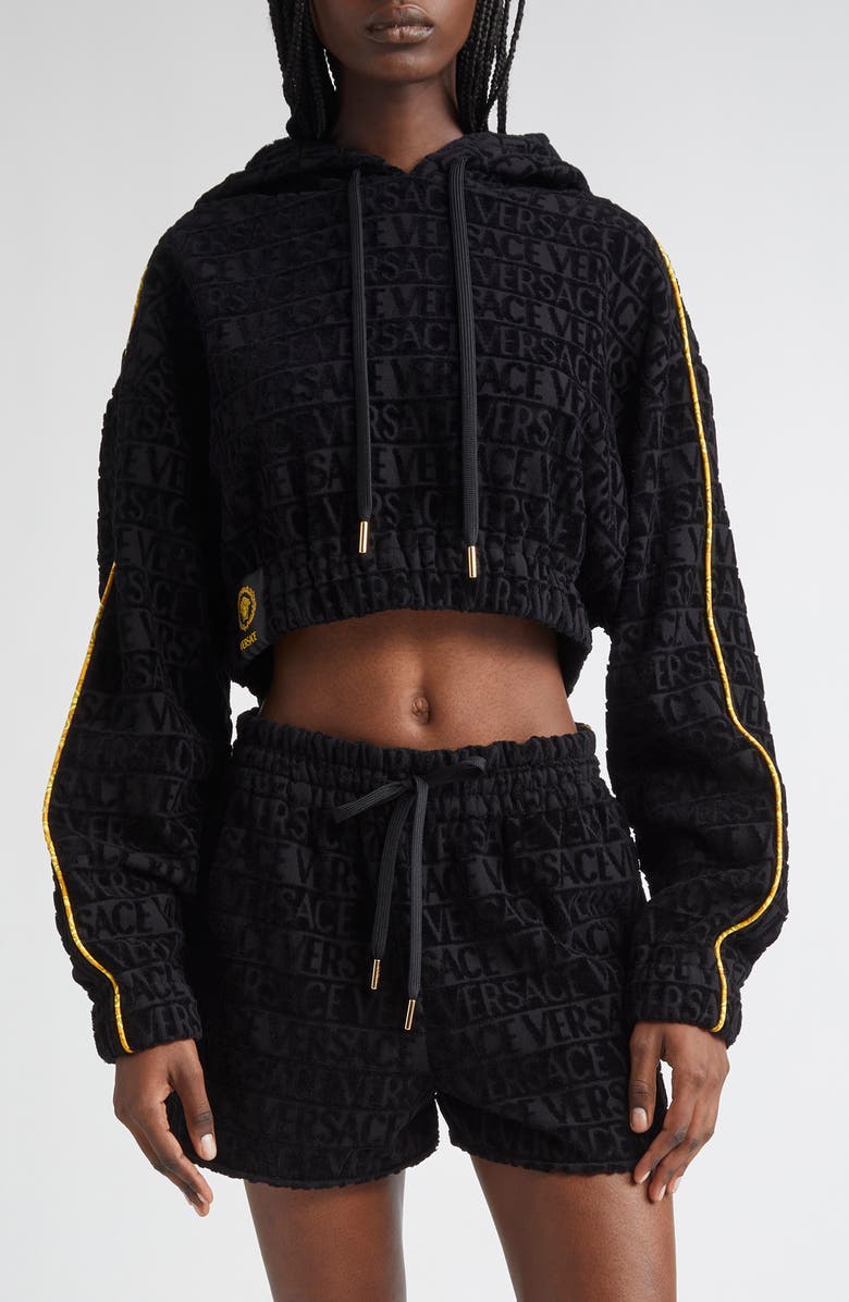 Versace I Heart Baroque Crop Hoodie, Main, color, 