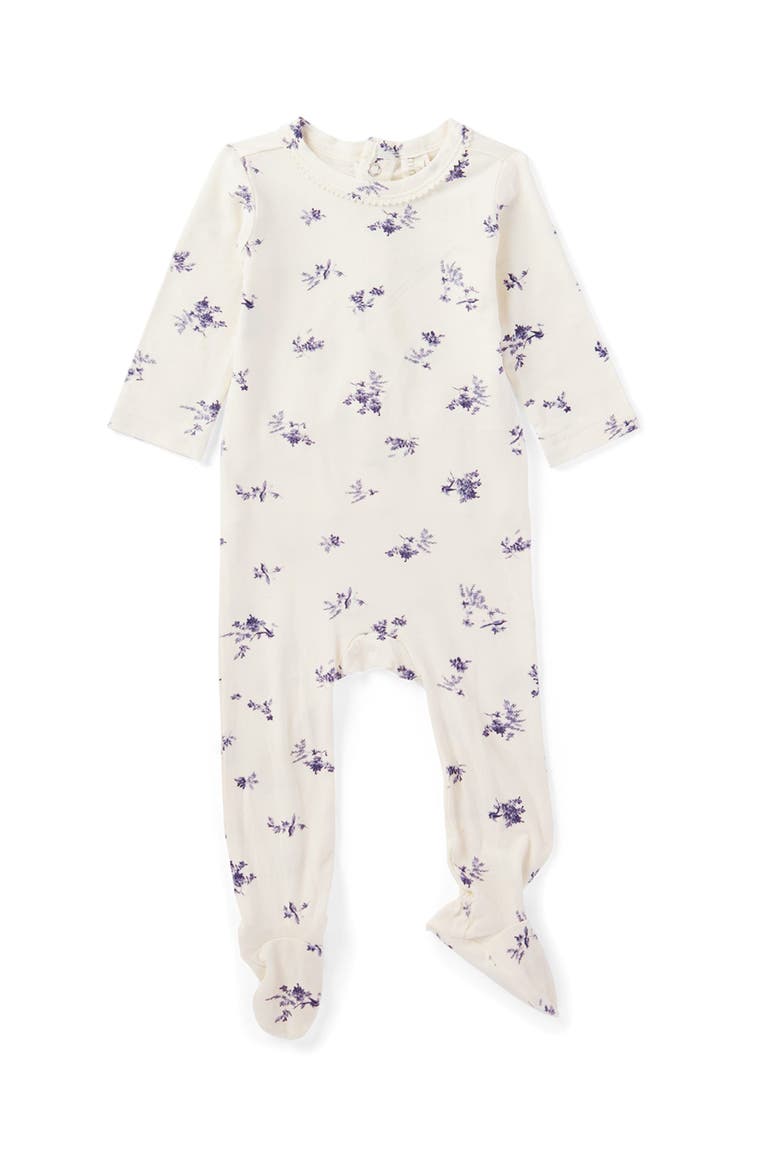 Baby and Toddler Girls Floral Toile Footie, Main, color, Winter White