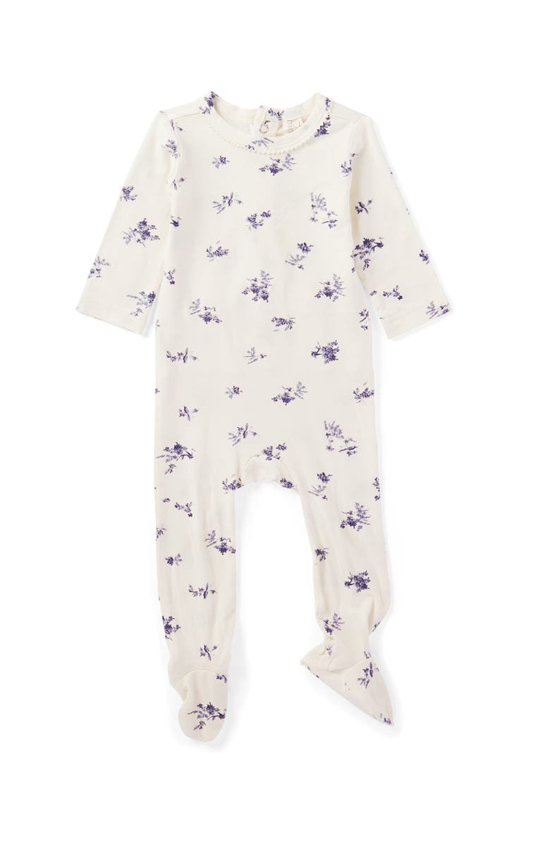 MiniMoi Baby and Toddler Girls Floral Toile Footie, Main, color, Winter White