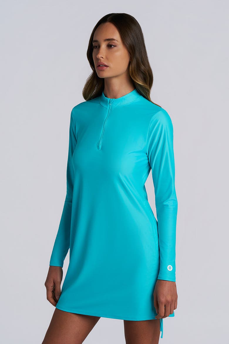 Women's Key Biscayne Ruche Swim Top, UPF 50+ Sun Protection, Alternate, color, Coolibar Blue
