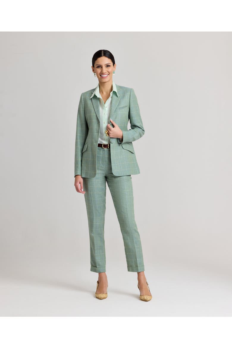 Jackie Wool Silk Turn Up Trousers, Alternate, color, Sea Green