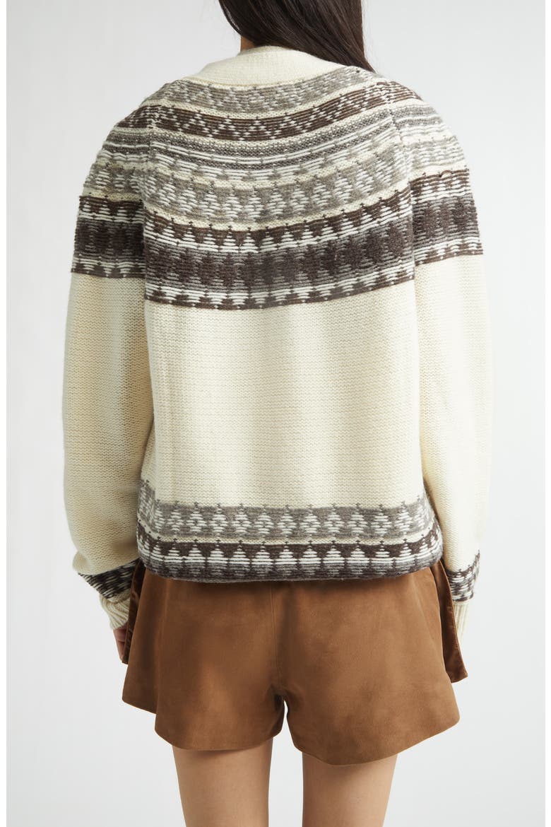 Fold-Up Fair Isle Wool Blend Cardigan, Alternate, color, IVORY MULTI
