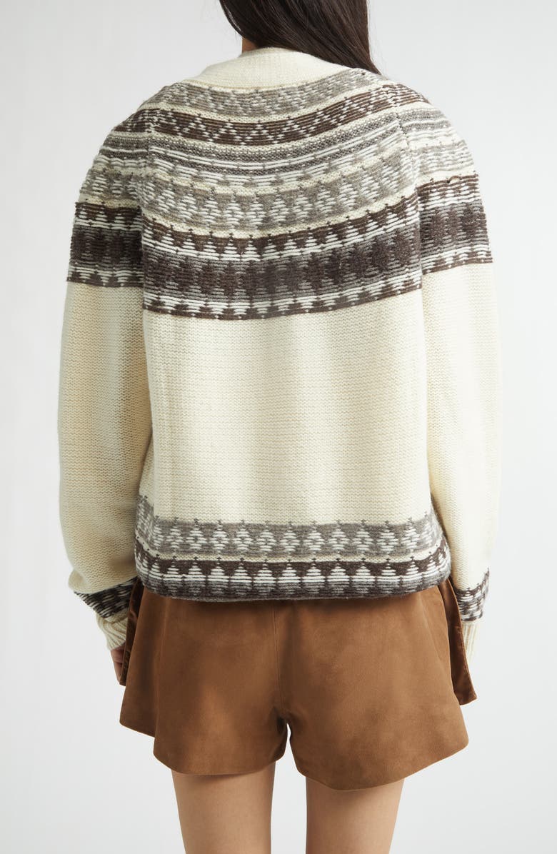 MONSE Fold-Up Fair Isle Wool Blend Cardigan, Alternate, color, Ivory Multi