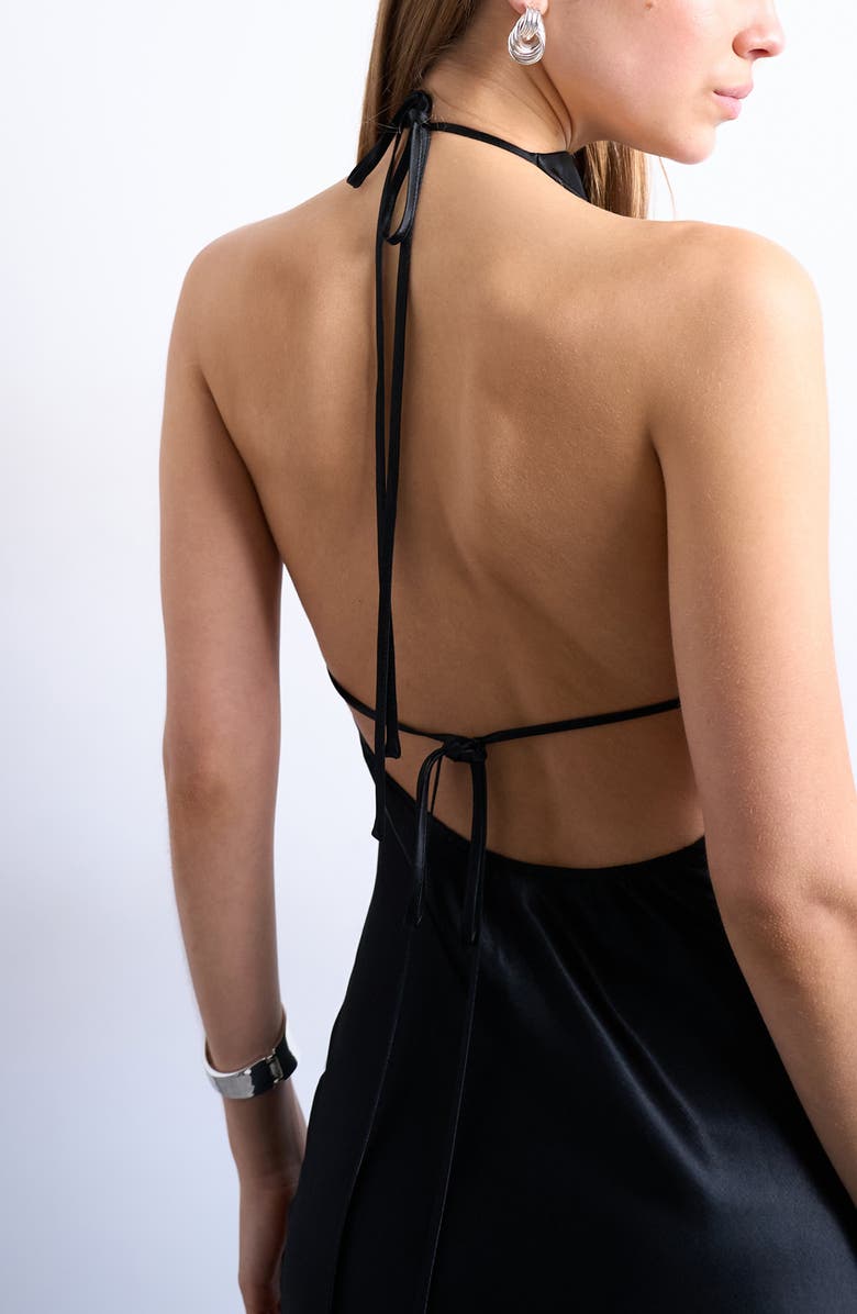 Topshop Cowl Halter Neck Open Back Maxi Dress, Alternate, color, 