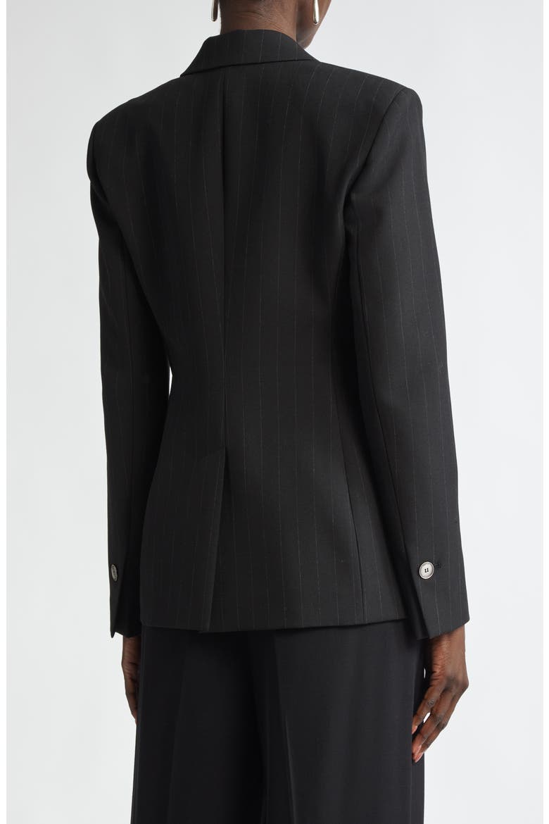 Pinstripe One-Button Blazer, Alternate, color, BLACK