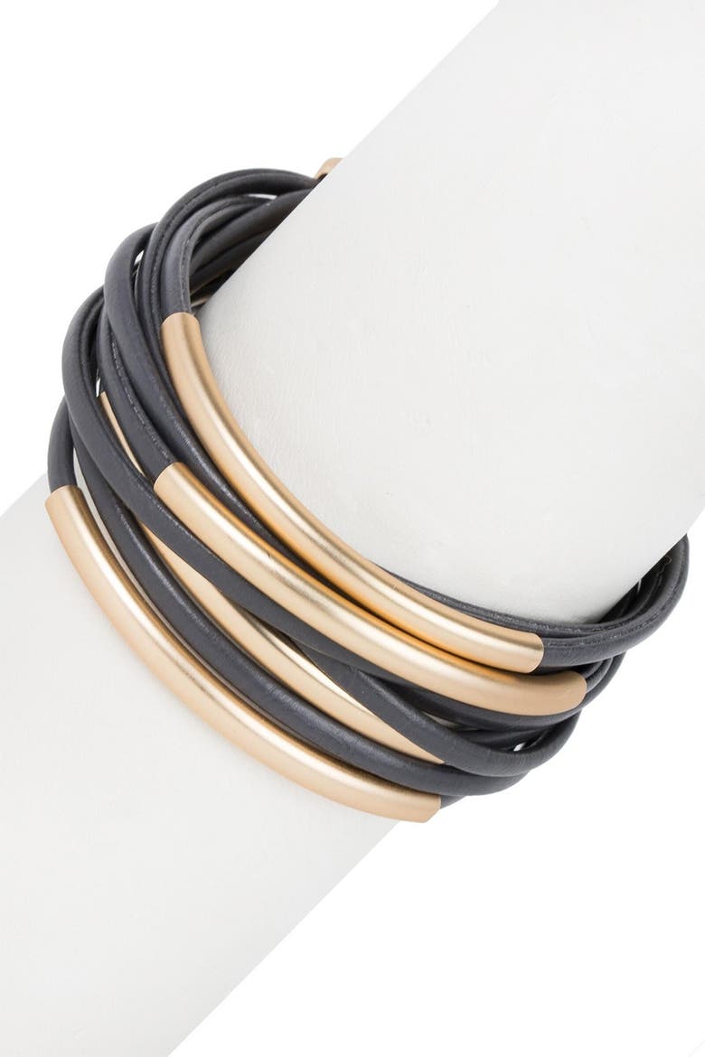 On the Rail Layered Wrap Bracelet, Alternate, color, GREY
