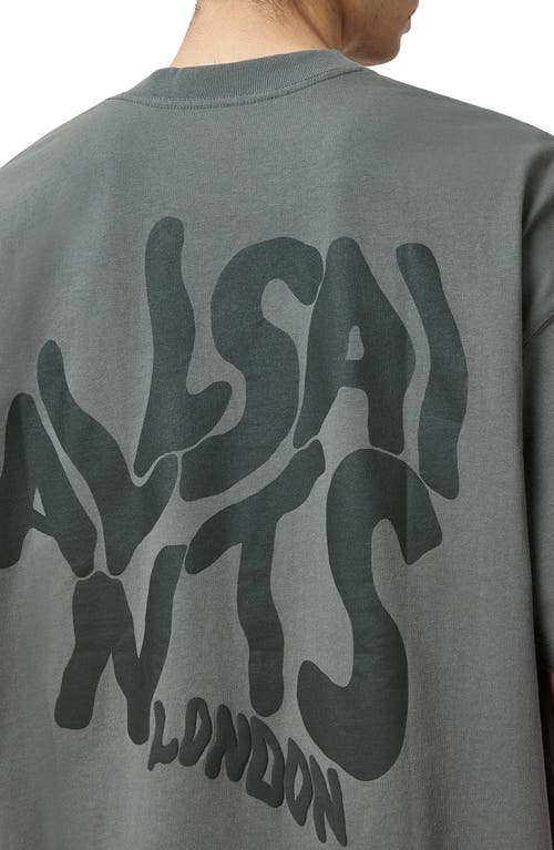 Allsaints Orlando Logo Oversize Graphic T-shirt In Gray
