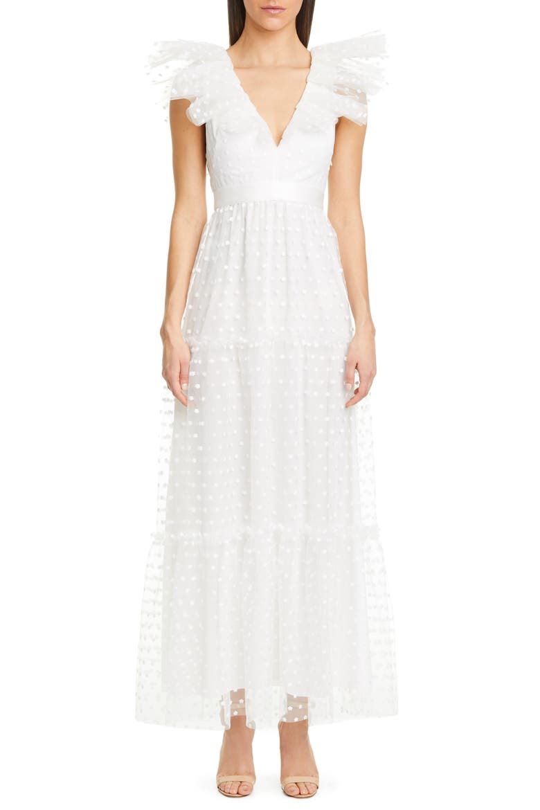 Swiss Dot Tulle Gown, Main, color, WHITE