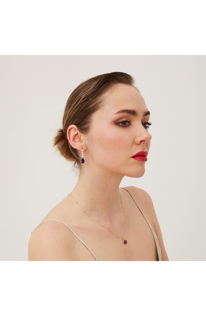 Spero London Pear Shape Amethyst Sterling Silver Drop Earrings, Alternate, color, Purple