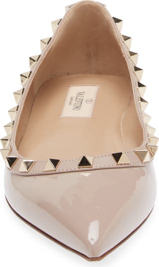 Valentino Garavani Rockstud Pointed Toe Ballerina Flat (Women