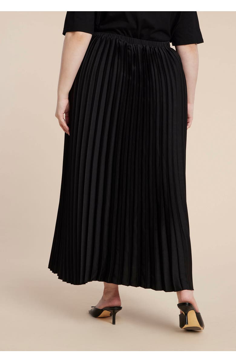 ELOQUII Pleated Maxi Satin Skirt, Alternate, color, Black Onyx