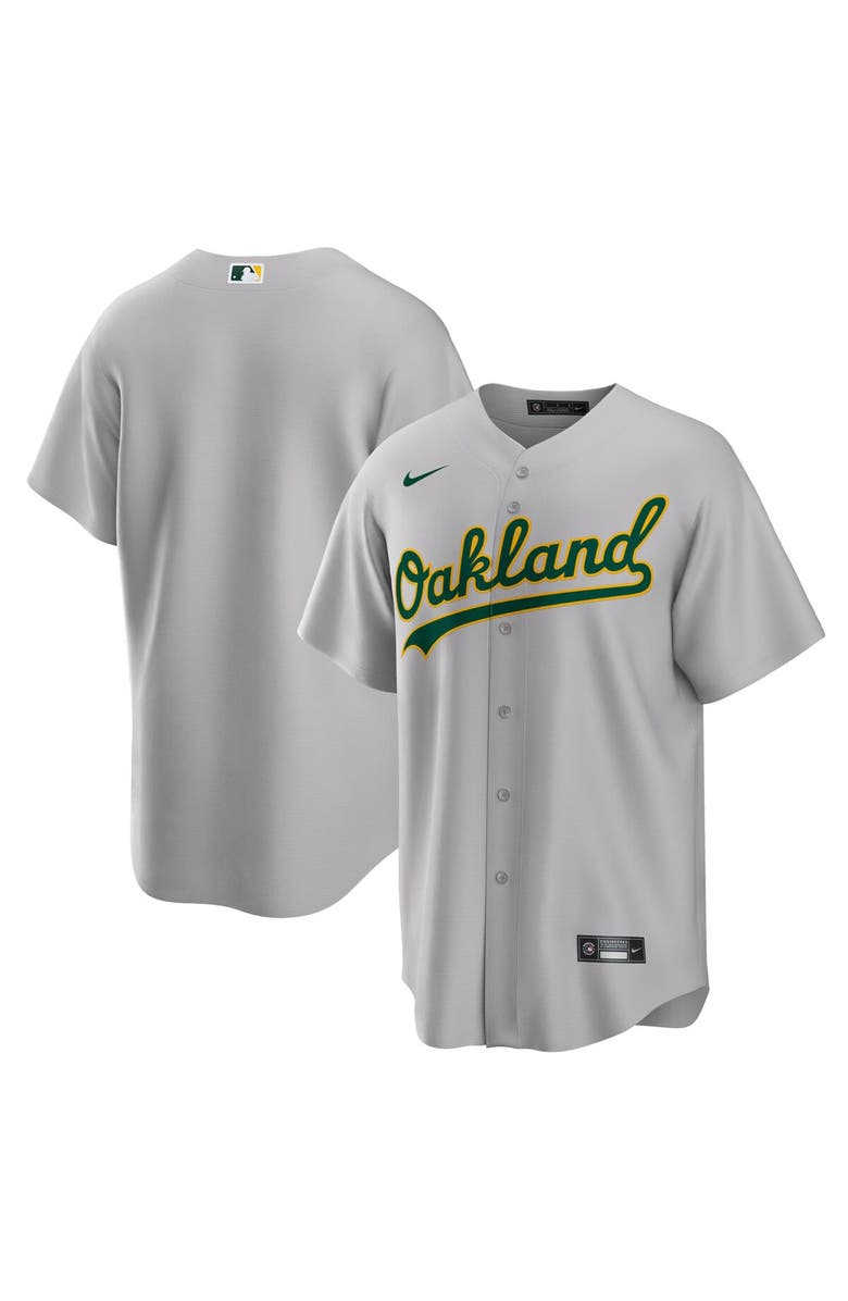 Nike Men's Nike Gray Oakland Athletics Road Replica Team Jersey, Main, color, 