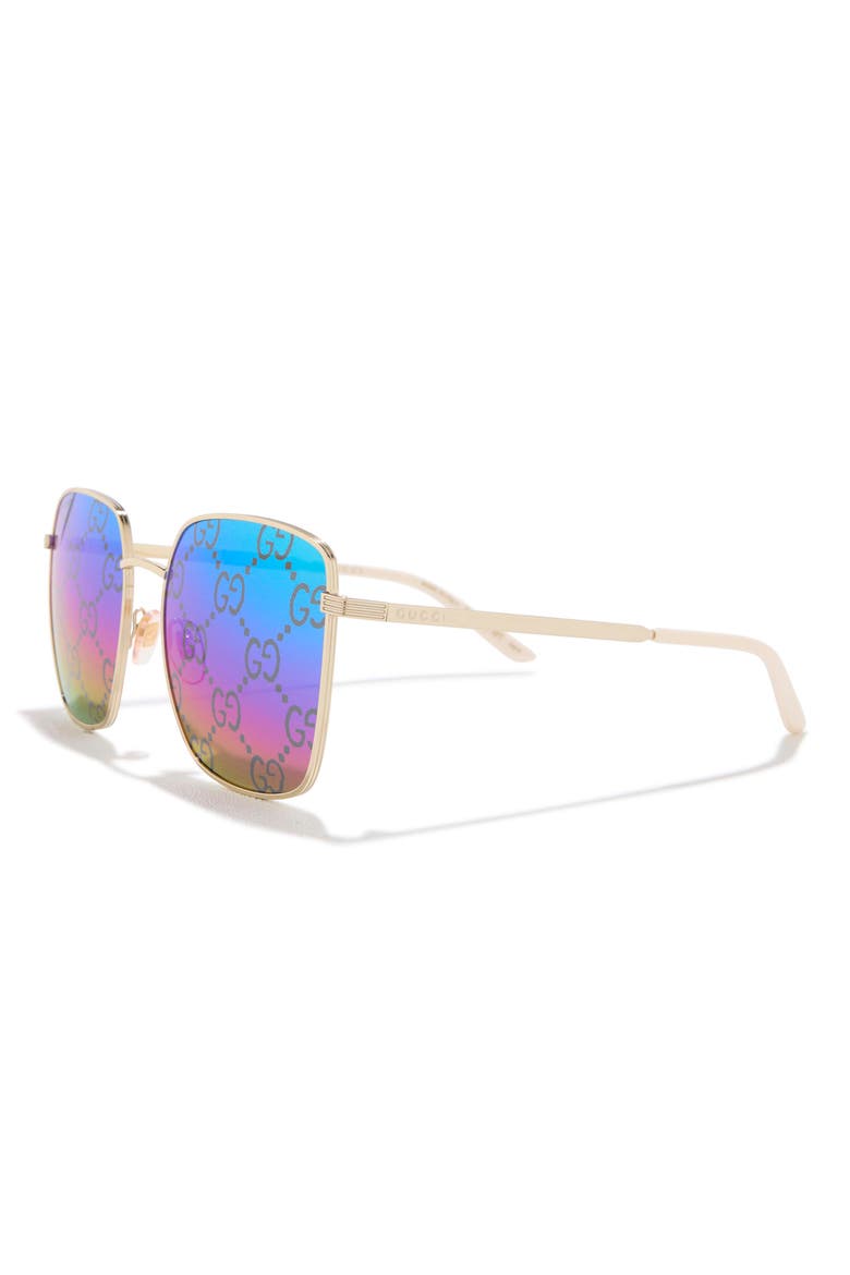 57mm Square Sunglasses, Alternate, color, GOLD GOLD MULTICOLOR