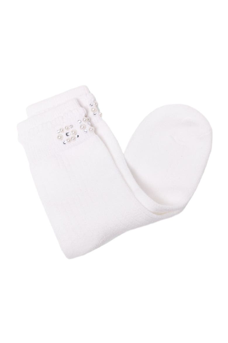 Pearl pointelle socks, Alternate, color, White