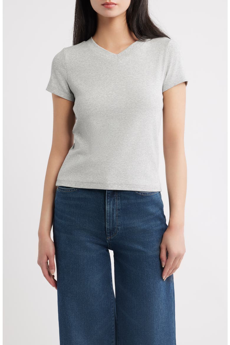 Shrunken V-Neck Tee, Main, color, HEATHER GREY