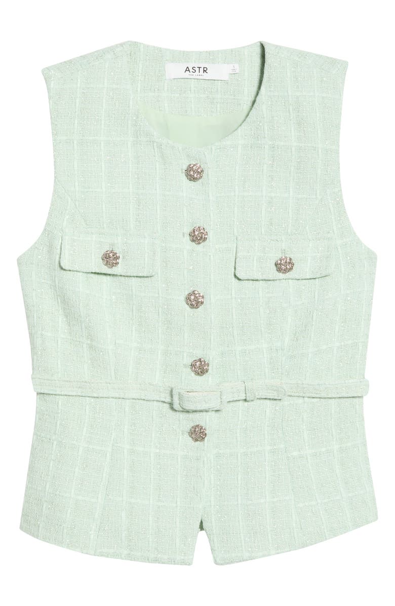 ASTR the Label Kelson Belted Tweed Vest, Alternate, color, Mint