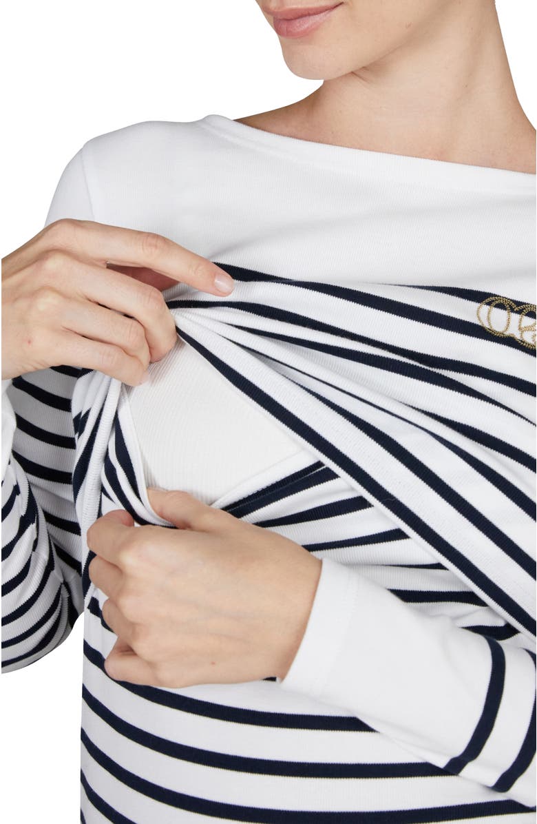 Cache Coeur Benodet Maternity and nursing sailor shirt, Alternate, color, White/Navy