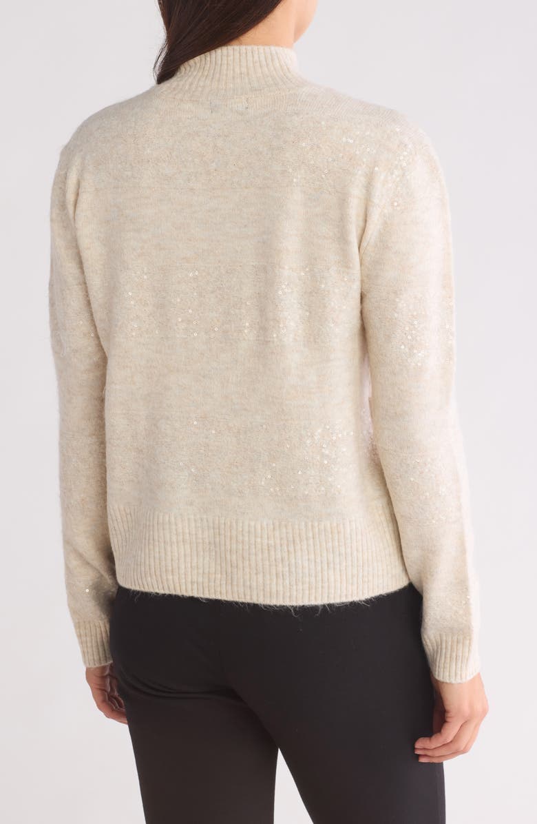 Halogen<sup>®</sup> Mock Neck Sequin Stripe Sweater, Alternate, color, Malted