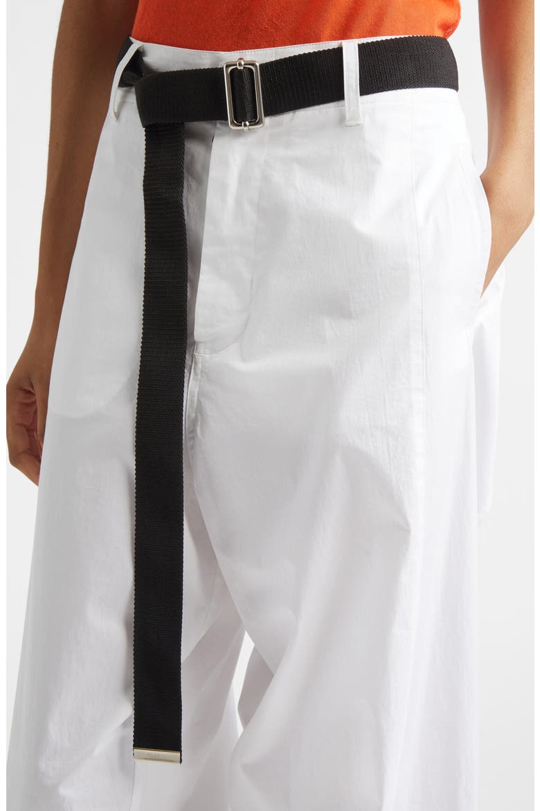 Belted Cotton Stretch Drill Straight Leg Trousers, Alternate, color, OPTICAL WHITE
