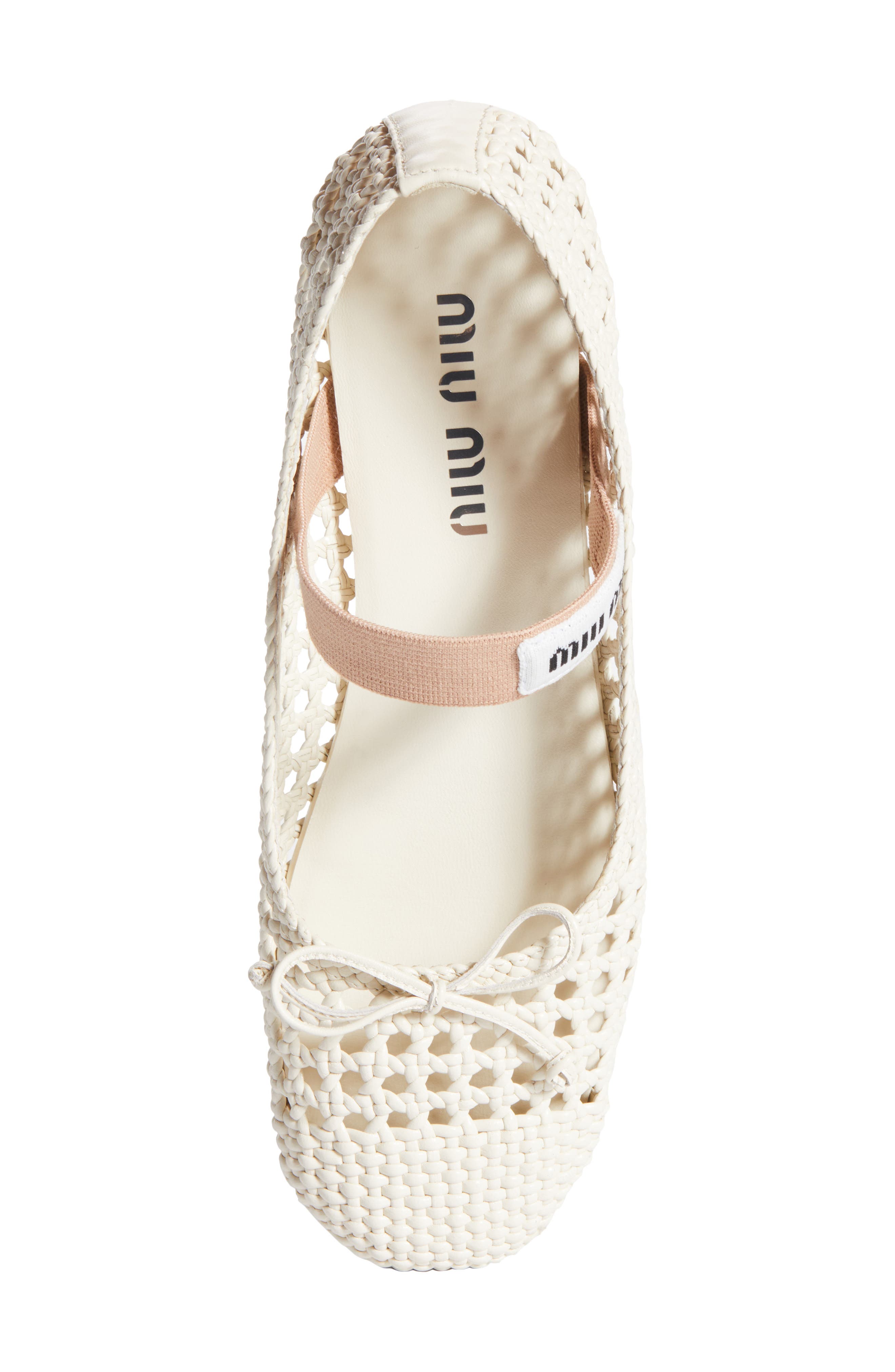 Miu Miu Woven Mary Jane Ballet Flat, Alternate, color, White
