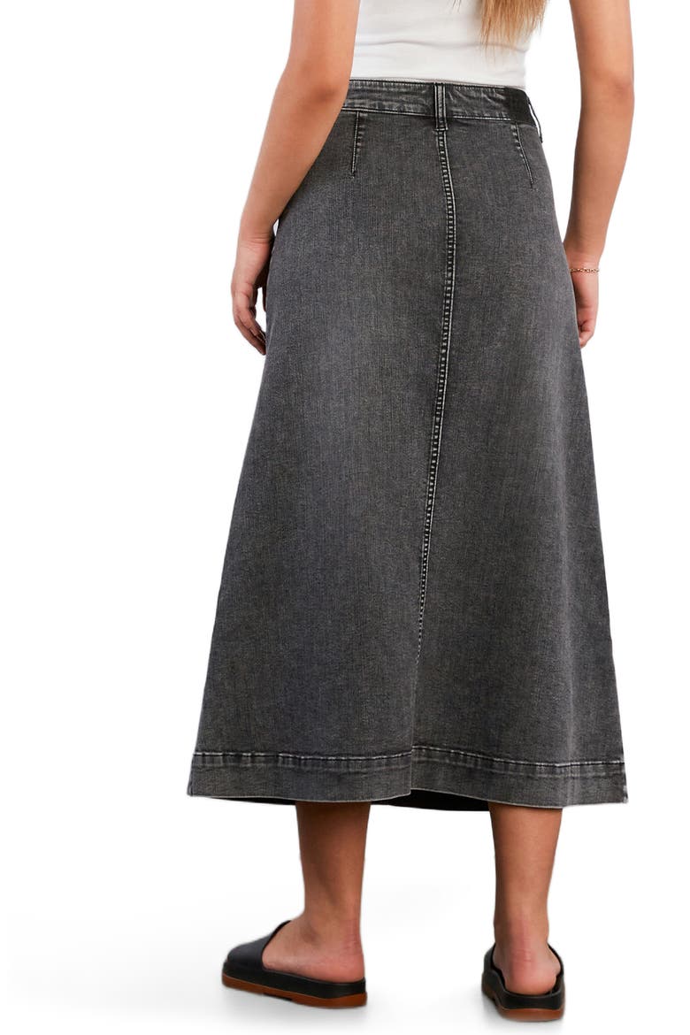 Upper East Side Denim Maxi Skirt, Alternate, color, ALMOST BLACK