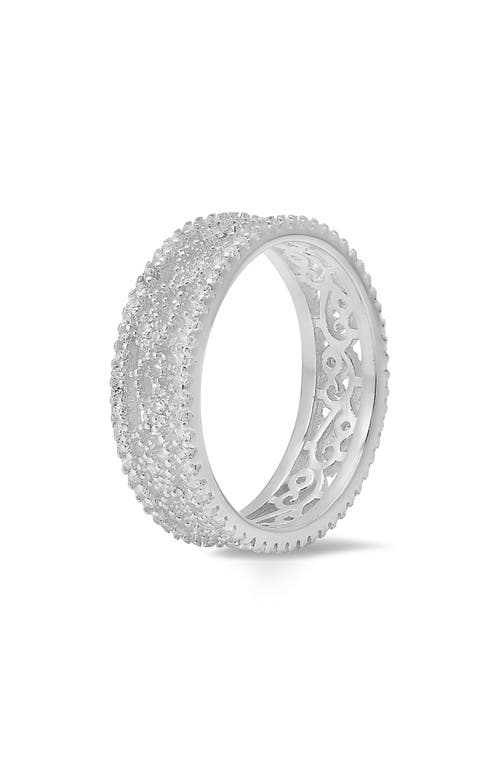 Queen Jewels Vintage Floral Cubic Zirconia Eternity Ring In Silver