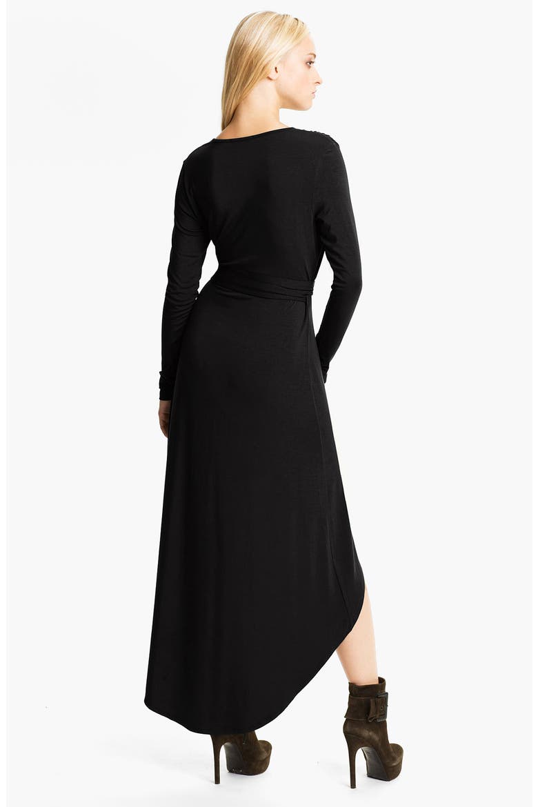 'Autumn' High/Low Jersey Wrap Dress, Alternate, color, BLACK