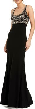 Mac Duggal Sleeveless Scoop Neck Embellished Jersey Gown