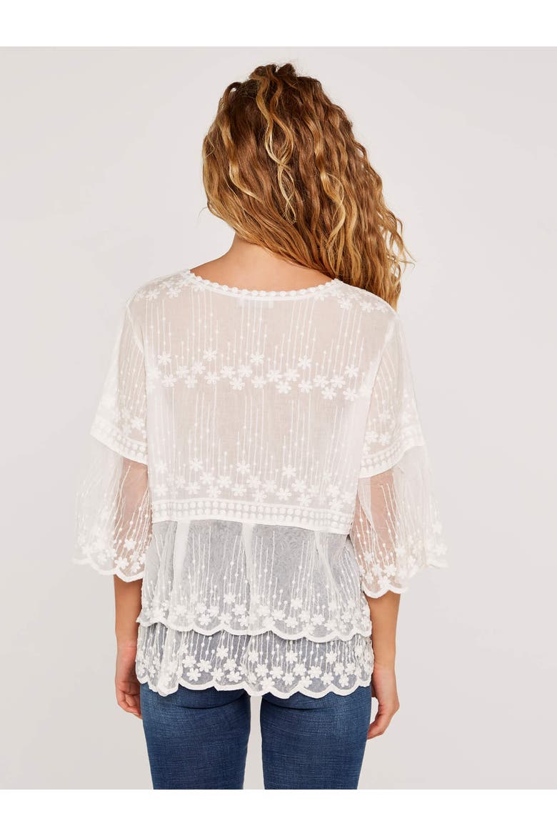 Embroidered Cotton Mesh Top, Alternate, color, Cream