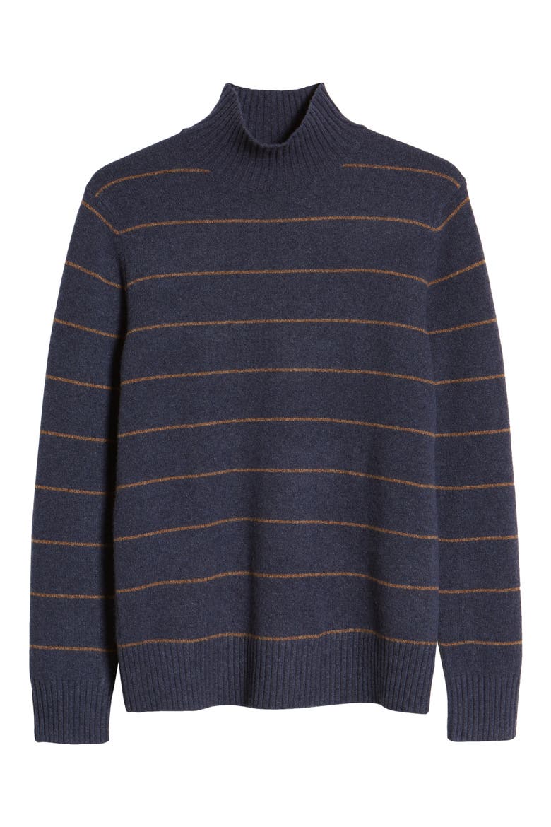 Stripe Mock Neck Wool Blend Sweater, Alternate, color, COASTAL/ BUCKHORN