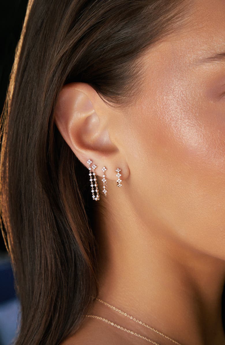 EF Collection Fleur Diamond Front/Back Earrings, Alternate, color, 14K Yellow Gold