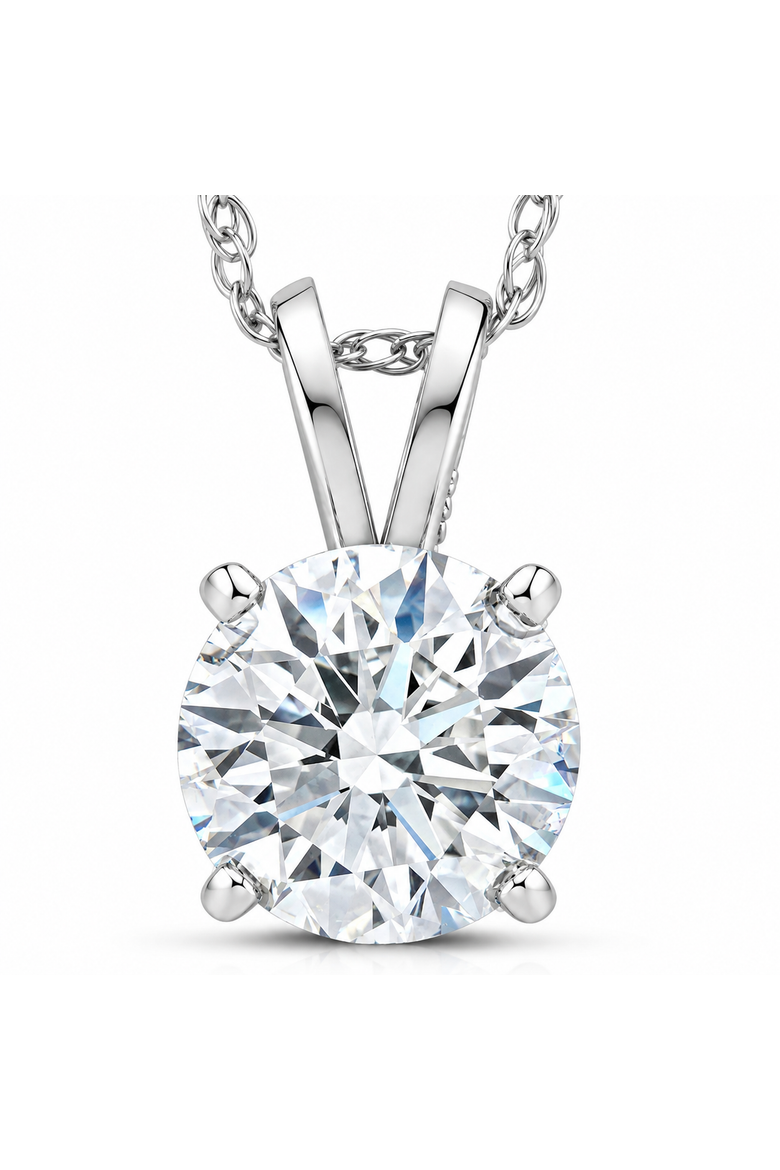 Certified 1Ct Round Diamond Solitaire Pendant Gold Necklace Lab Grown, Main, color, 14k White Gold