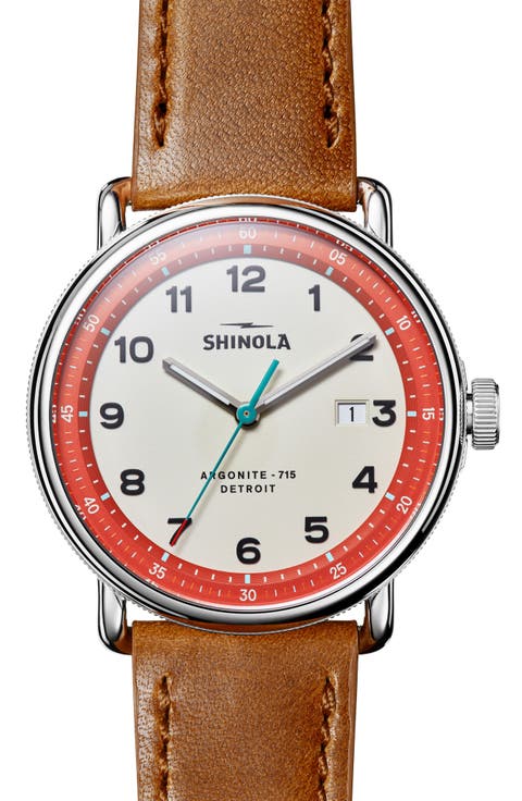 The Canfield Leather Strap Watch, 43mm