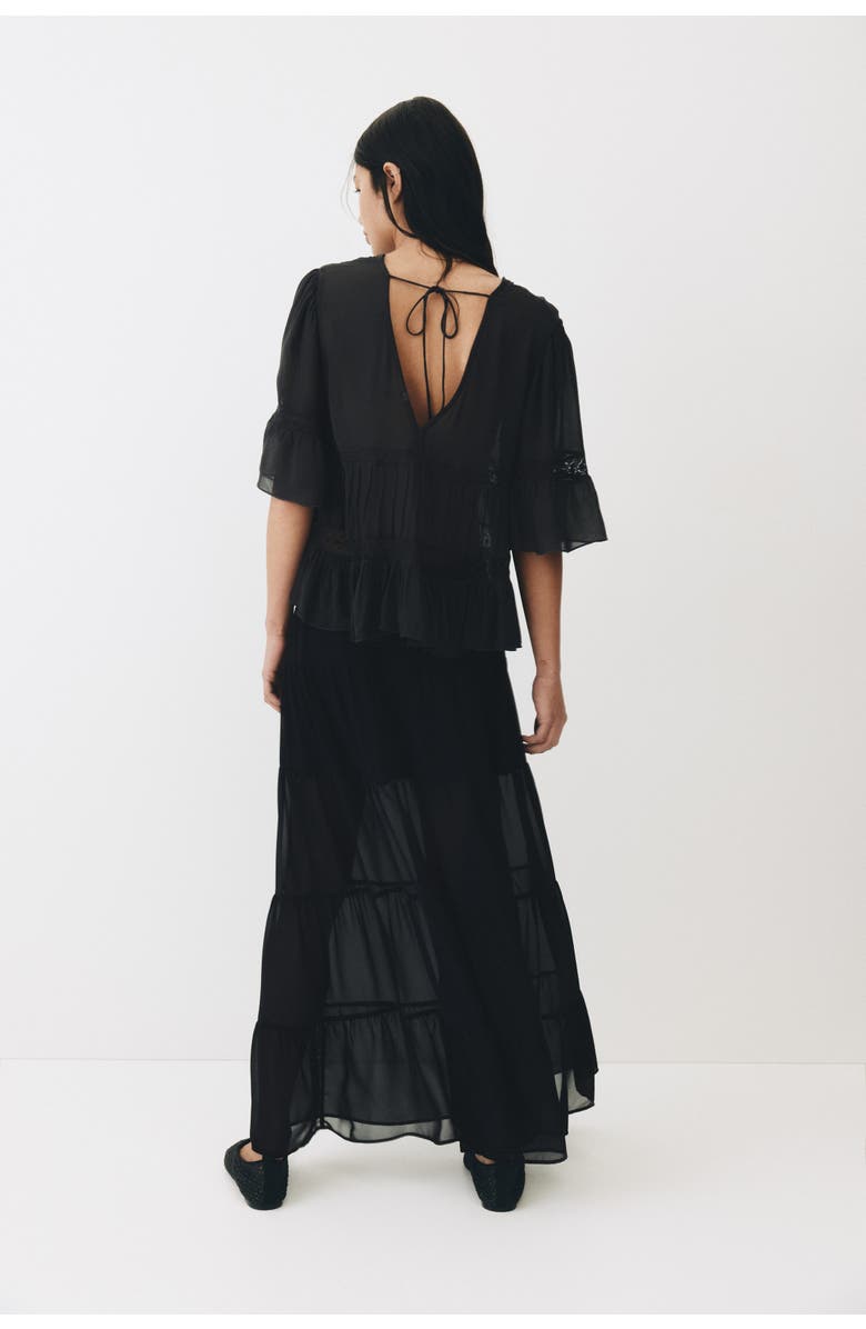 H&M Tiered Maxi Skirt, Alternate, color, Black