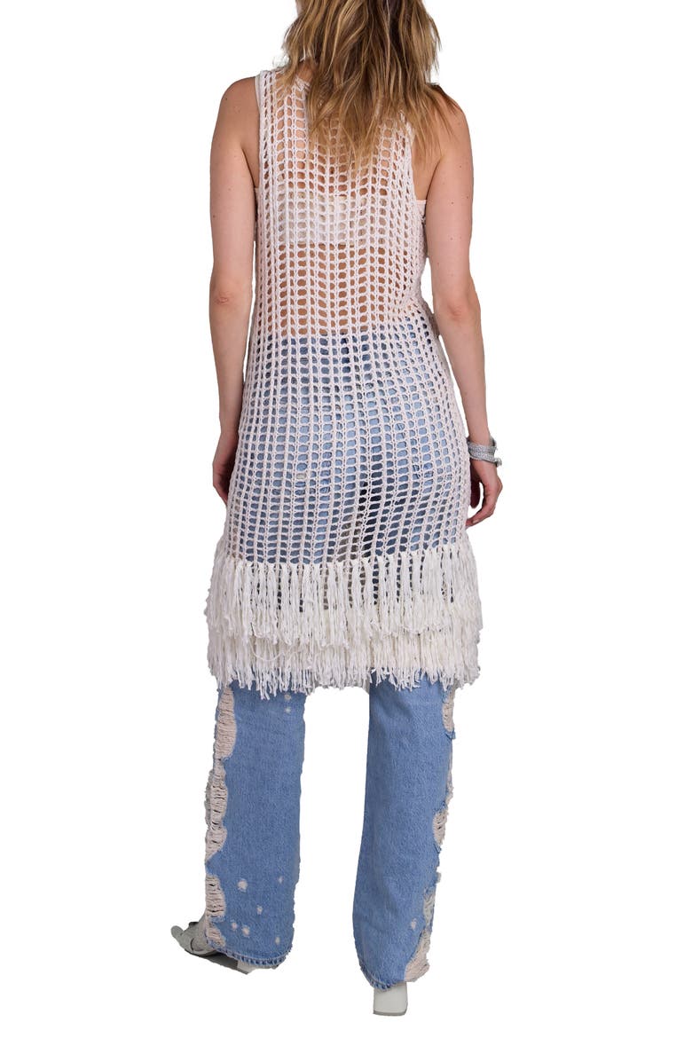 Boho Chic Fringe Knit Cover-Up Dress, Alternate, color, IVORY