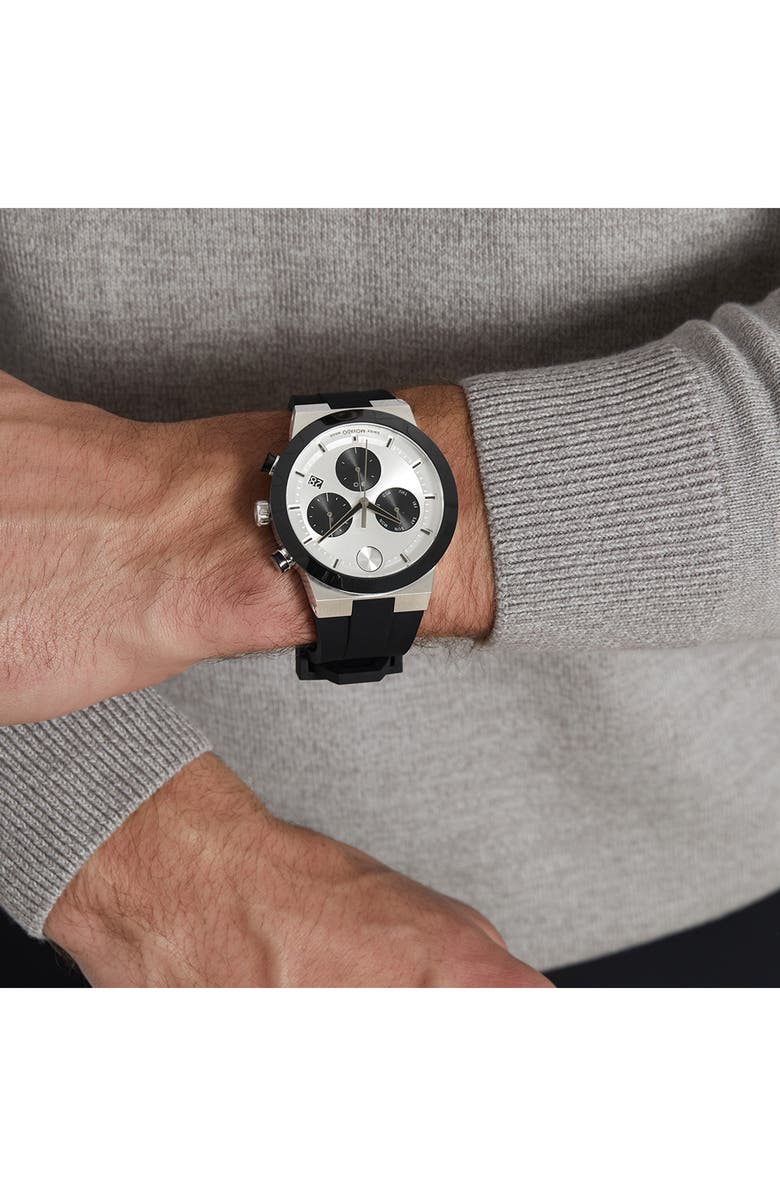 Movado Bold Fusion Chronograph Silicone Strap Watch, 44mm, Alternate, color, 