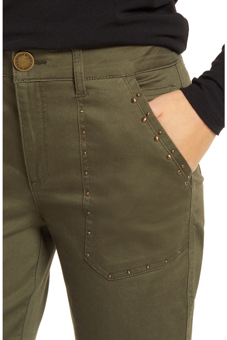 Ab-Solution High Waist Studded Utility Pants (Nordstrom Exclusive), Alternate, color, CAPER