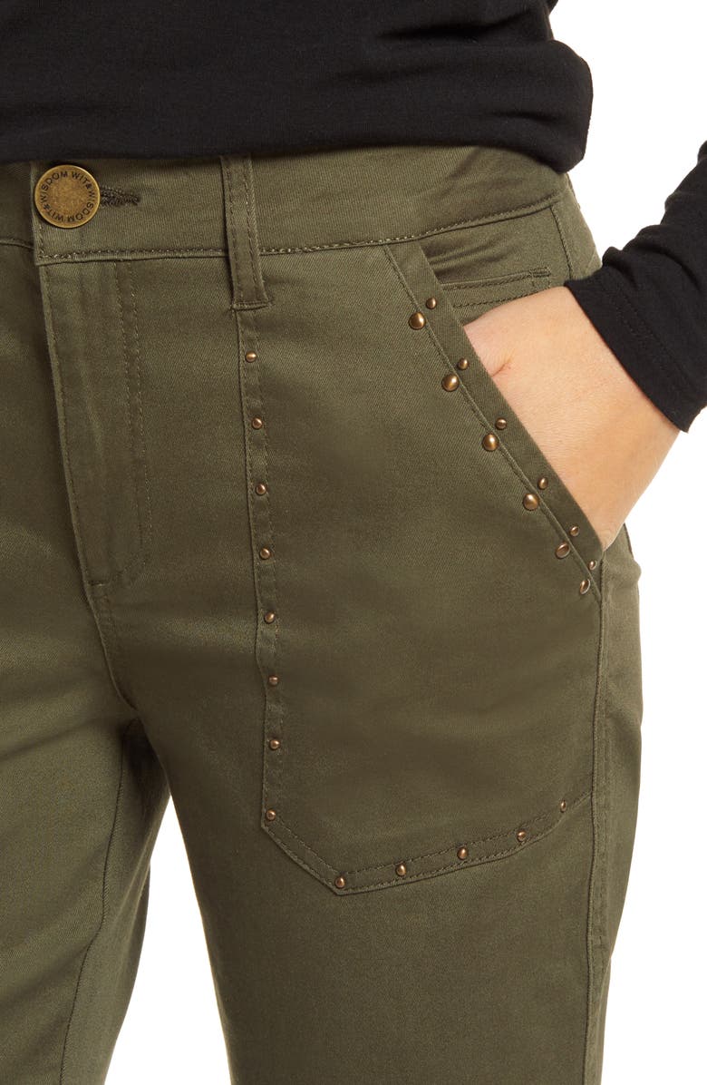 Wit & Wisdom Ab-Solution High Waist Studded Utility Pants, Alternate, color,