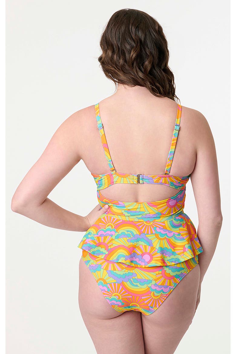 High Leg Daphne Swim Bottoms, Alternate, color, Rainbow Print