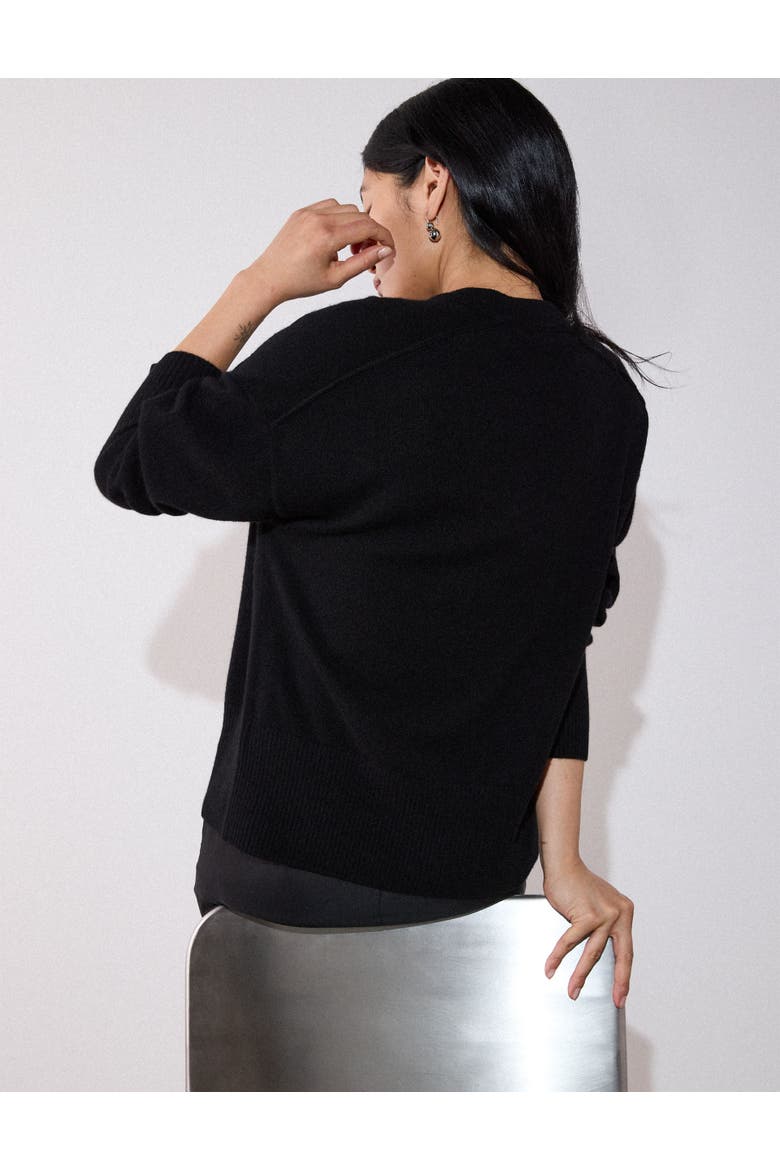 100% Cashmere Seam Crew Neck Sweater, Alternate, color, Black