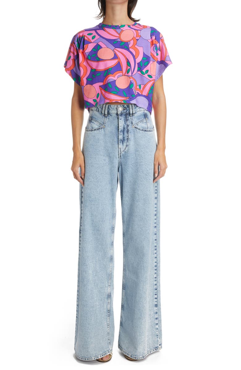 Isabel Marant Zinalia Abstract Print Cotton Crop Top, Alternate, color, 