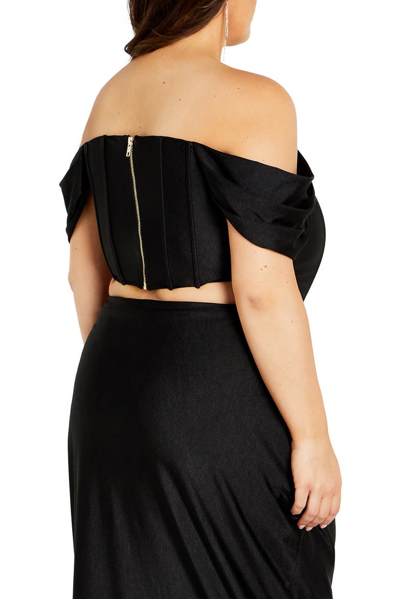 Amaryllis Off the Shoulder Corset Crop Top, Alternate, color, BLACK