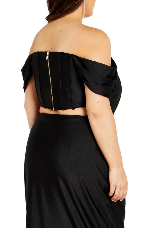 City Chic Amaryllis Off The Shoulder Corset Crop Top In Black