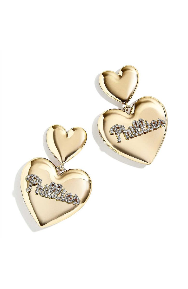 WEAR by Erin Andrews x Baublebar Philadelphia Phillies Heart Statement Drop Earrings, Main, color,