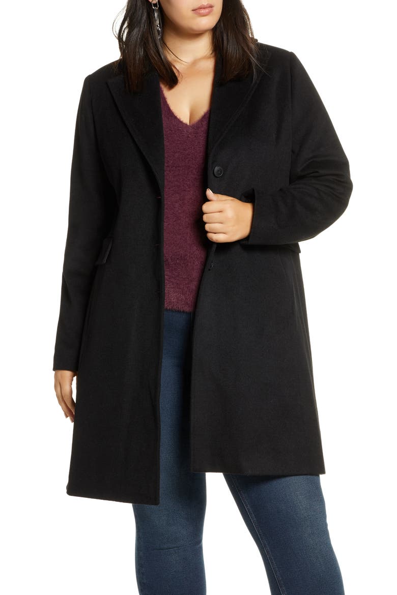 Wool Blend Topcoat, Main, color, BLACK